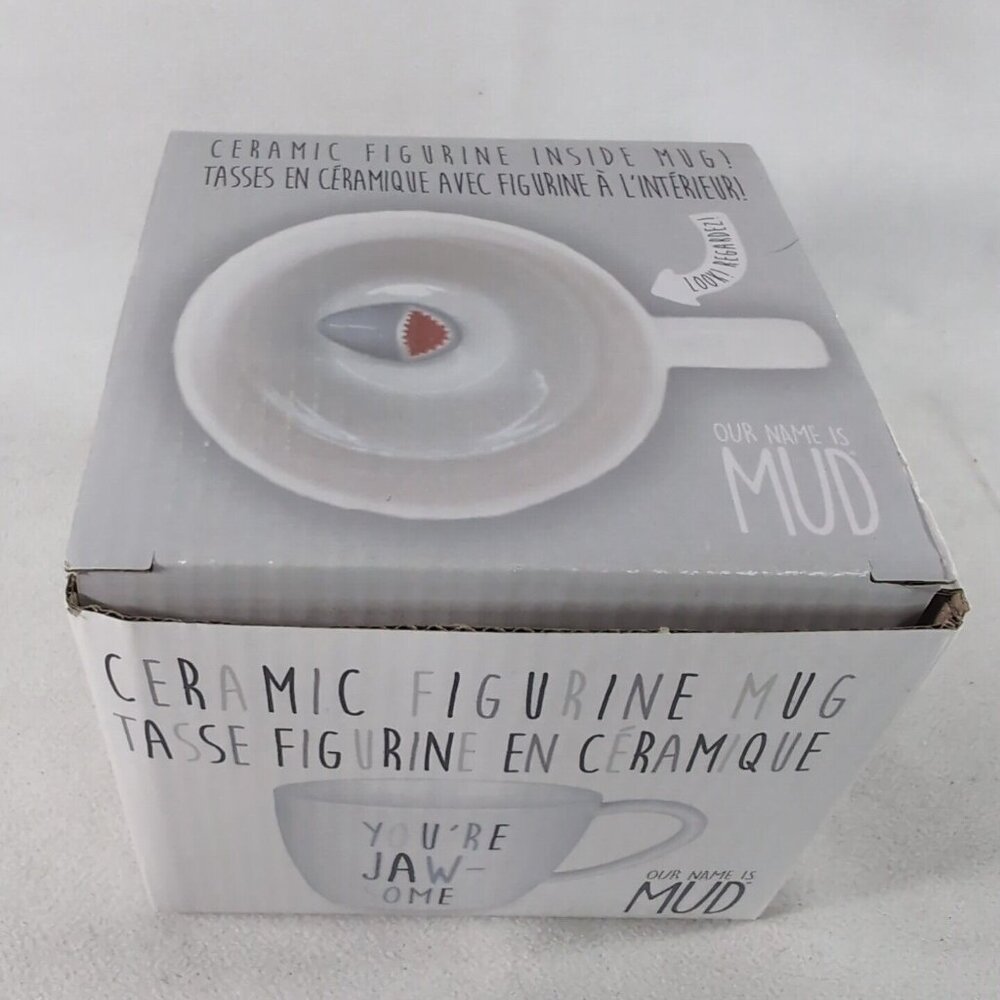 Jawsome Shark Figurine Mug Our Name is Mud NEW 2019 Awesome You're Jaw-ome White